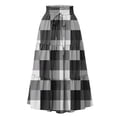 thumbnail image 3 of Midi Skirts For Women Drawstring High Waist Tiered Skirt Elastic Buffalo Plaid Print Loose Skirts Flowy A-Line Skirt With Side Pockets Gray XL, 3 of 5