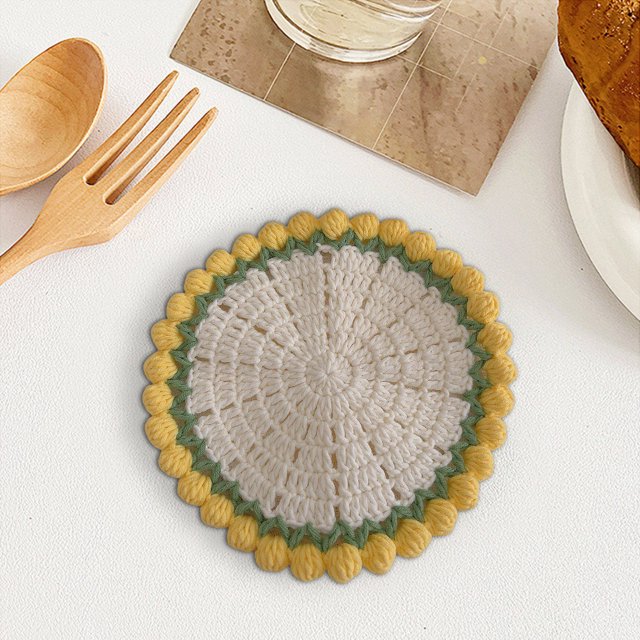 Ramo de rosas tejido a mano Kit de mantel individual de flores de ganchillo de bricolaje | Paquete de material de bolas de lana | Diseño floral realista | Fácil de limpiar | Regalo decorativo para