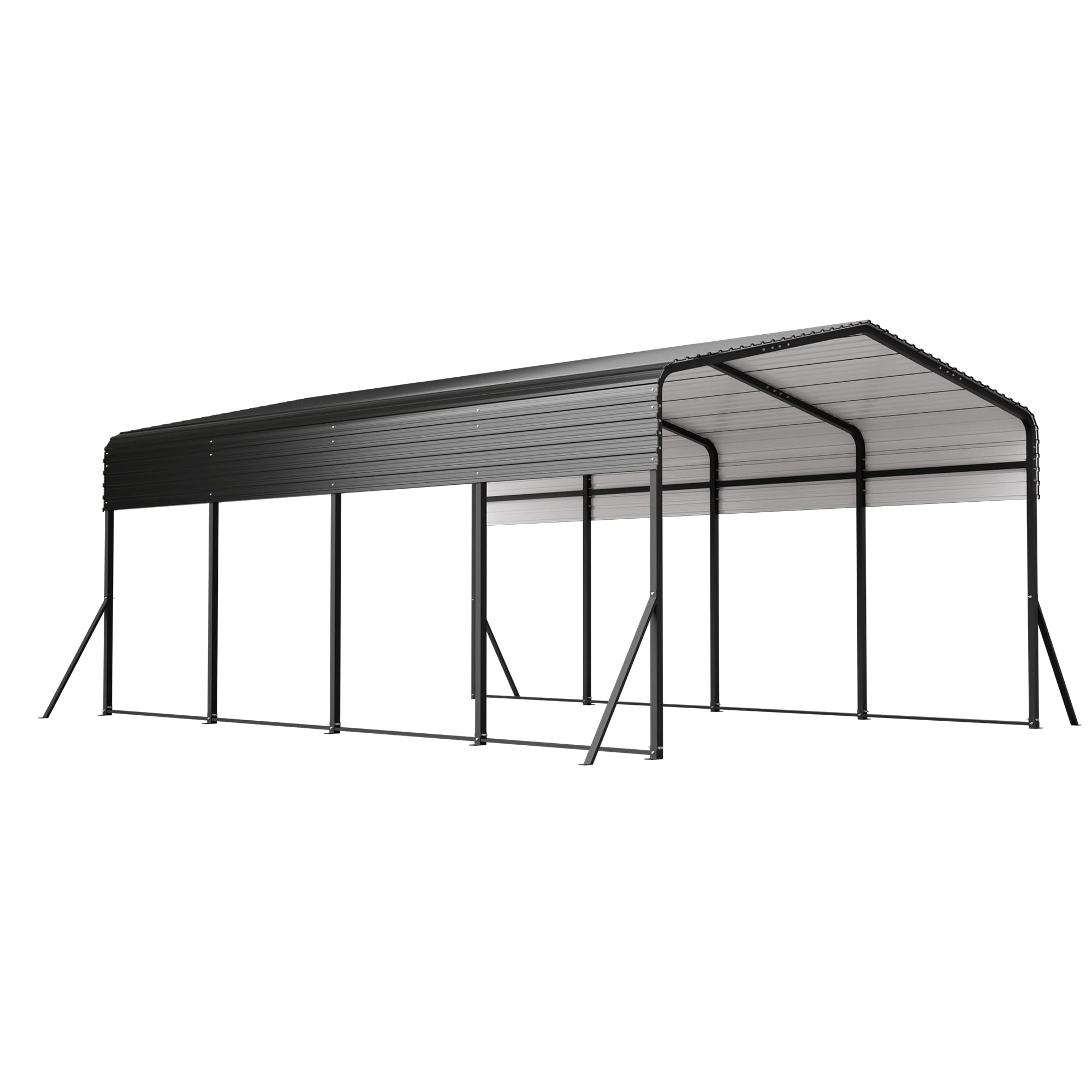 13x20 FT Heavy-Duty Metal Carport Garage with Triangle Reinforced Frame Galvanized Steel Roof All-Weather Shelter for Car Truck Boat Outdoor Storage Black