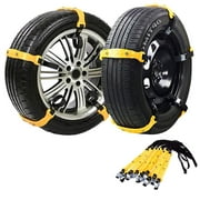 Jeremywell Snow Chains Anti-Skid Anti Slip Emergency Snow Tire Chains - Portable Emergency Traction Snow Mud Chains Universal Adjustable 10pcs Car Security Chains for SUV and Cars (Yellow-10pcs)