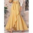 thumbnail image 4 of Women'S Casual Plaid Mermaid Maxi Skirt A Line Irregular Ruffle Hem Fishtail Long Skirt Yellow XL, 4 of 5