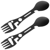 WHAMVOX MLINS 2Pcs Camping Bottle Opener Spoon Portable Tool Multi use Camping Fork Outdoor utensil