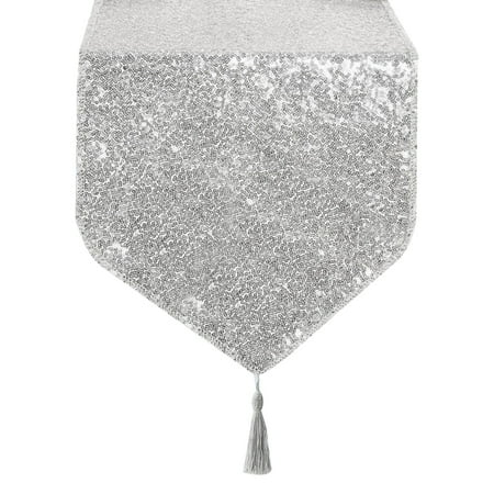 

BOOMTB Elegant Tassel Sequin Table Runner Glitter Table Runner Rectangle Tables Cover