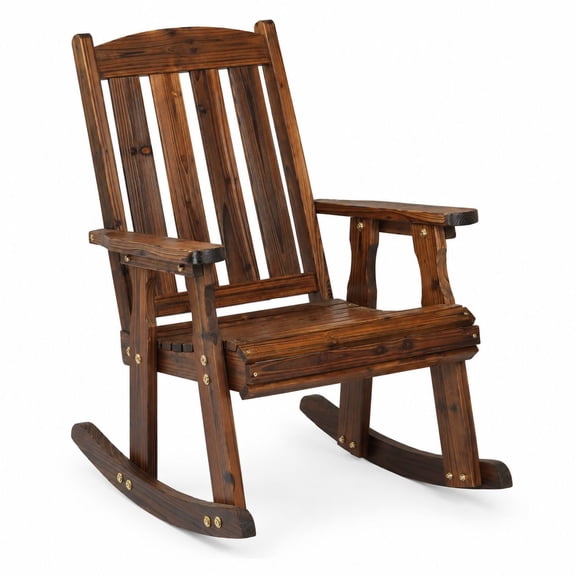 Heavy Duty 600 lb Wooden Rocking Chair - Rustic, Ergonomic Outdoor Rocker