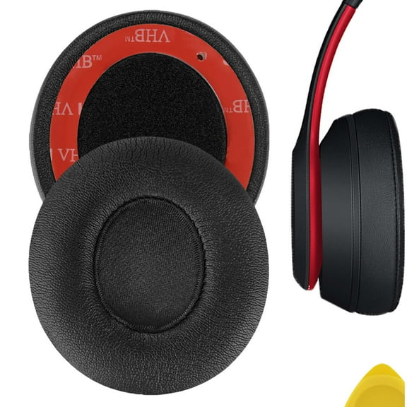 Geekria QuickFit Replacement Ear Pads Compatible with Beats Solo 2 (B0534) & Solo 3 (A1796) Wireless On-Ear Headphones, Ear Cushions (Black)