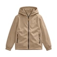 thumbnail image 3 of Boys Waterproof Windbreaker Outdoor Jacekt Full Zip Fall Fashion Soft Lining Lightweight Kids Raincoat with Hood Khaki 14, 3 of 8