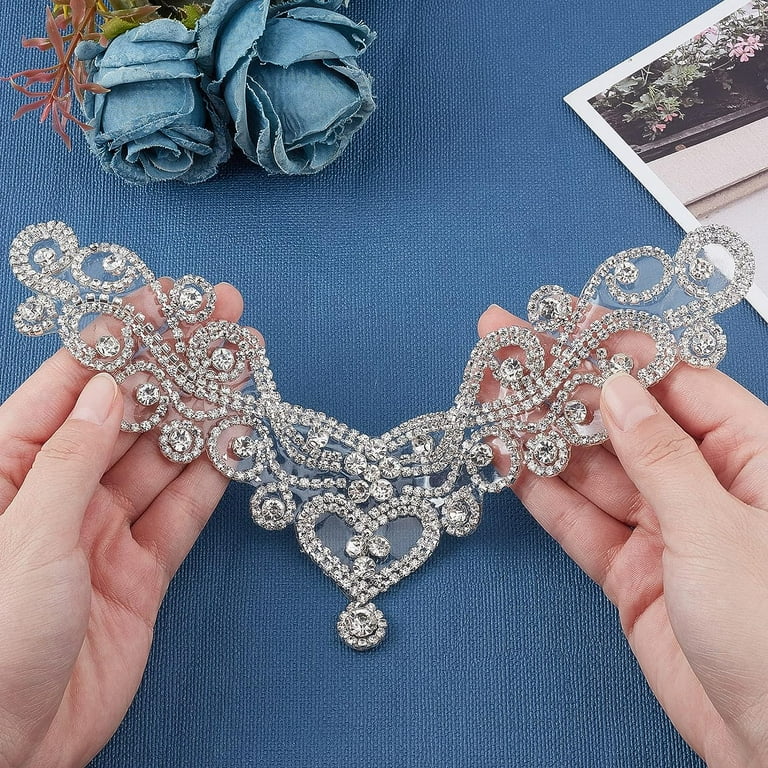 V-Neck Neckline Rhinestone Applique Sew Crystal Applique for