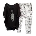 thumbnail image 2 of Hauts à Manches Courtes pour Femmes Ensemble Chemise + Pantalon Imprimé Col Rond Manches Courtes pour Femmes, 2 of 5
