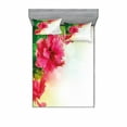 thumbnail image 2 of Floral Bedding Set with Sheet & Covers, Hibiscus Flower Florets Buds Leaf Essence Fragrance Blossoms Garden Image, Printed Bedroom Decor 2 Shams, 4 Sizes, Hot Pink Fern Green, by Ambesonne, 2 of 3