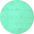 thumbnail image 1 of Ahgly Company Machine Washable Indoor Round Oriental Turquoise Blue Traditional Area Rugs, 7' Round, 1 of 4