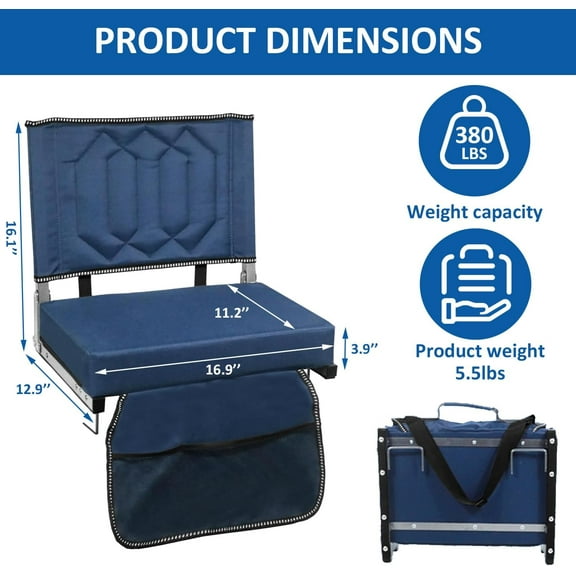Portable Folding Stadium Chair with Back Support