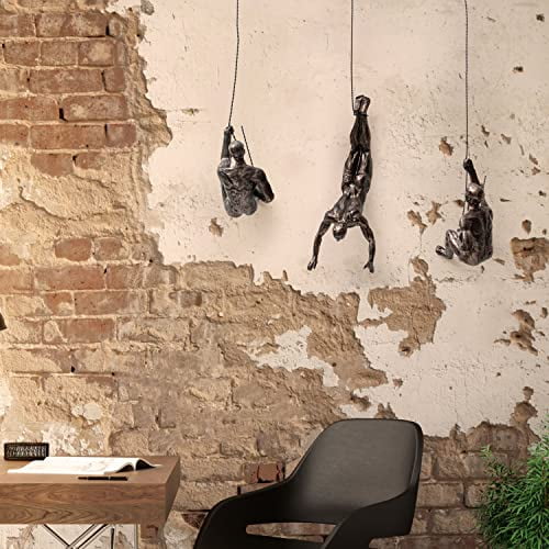 Set of 3 Climbing Men Man Wall Art Decor Sculpture by Gute (Set of 3) - Perfect Home Decor Gift, Climbing Man Wall Art Sculpture Decoration Statue Figurine Home & Office Rock Gifts