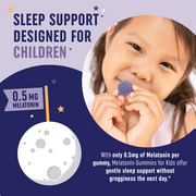 Melatonin Gummies for Kids | 0.5mg per Gummy | Gentle Rest Support for Children Ages 2+ with Lemon Balm & Chamomile | Non-GMO, Third-Party Tested | 60 Ct