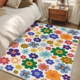 thumbnail image 4 of Area Rugs 2.7'x5', Retro Bohemia Floral Carpet for Living Room Bedroom Dining Room, Blue Purple Flowers Boho Style Beige Throw Kitchen Rugs Non Slip Washable Rectangle Indoor Outdoor Rugs, 4 of 8