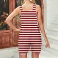 thumbnail image 4 of FAFWYP Women's Summer Sleeveless Adjustable Straps Jumpsuits Stripe Print Casual Loose Stretchy Shorts Rompers Overalls with Pockets, 4 of 5