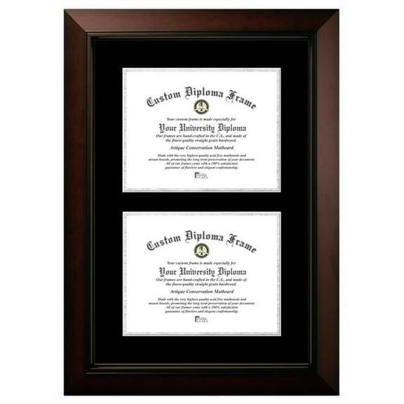 Campus Images LEGBS001DD-8511 8.5 x 11 in. Double Degree Legacy Black Certificate Frame with Black & Silver Mats