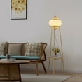 thumbnail image 2 of VIDALITE Hikari 57.87 in. Wood Grain and Natural Bamboo 1-Light Floor Lamp for Living Room with White Silk-like Fabric Drum Shade, 2 of 5