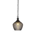 thumbnail image 1 of Zola Suspension Chaîne en Finition Noir Mat avec Verre Texturé Fumée de 9 Pouces, 1 of 1