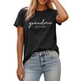 thumbnail image 1 of Blusa estampada de manga corta con botones para mujer: camisa informal de cuello redondo para el trabajo, tejido de poliéster, tallas S-XXL, 1 of 5