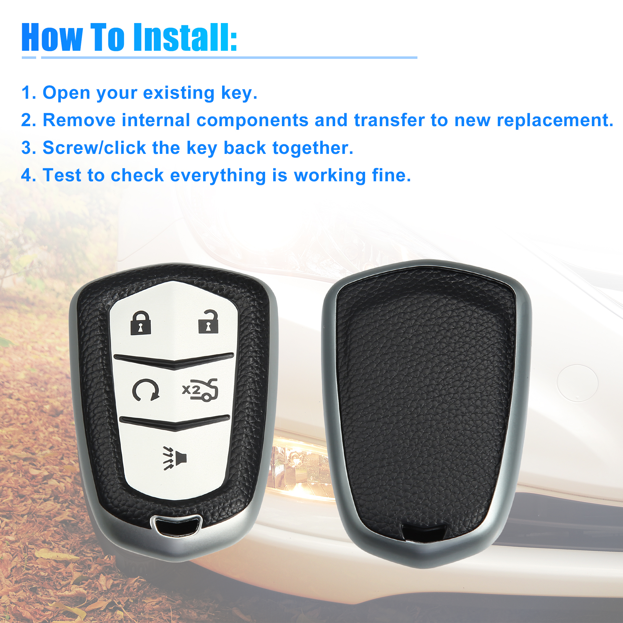 Unique Bargains 360 Degree Smart Key Fob Case Keyless Entry Remote Shell Protector Silver