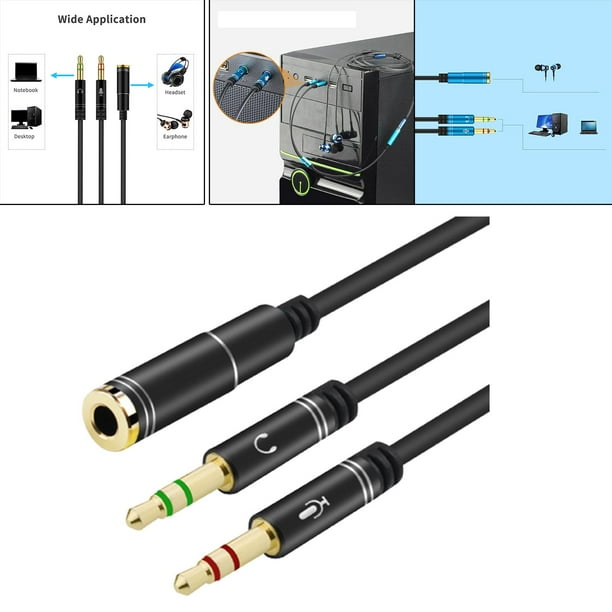 Cable de Sonido Splitter CUTICAT auxiliar AUX estéreo 0.3M Adaptador de división de auriculares
