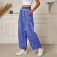 thumbnail image 5 of Iyufng Checkered Wide Leg Pants for Women Loose Casual Pants, Elastic Waistband with Pockets, 5 of 6