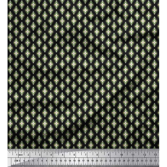 Soimoi Cotton Voile Fabric Geometric Ikat Print Fabric by The Yard 42 Inch Wide