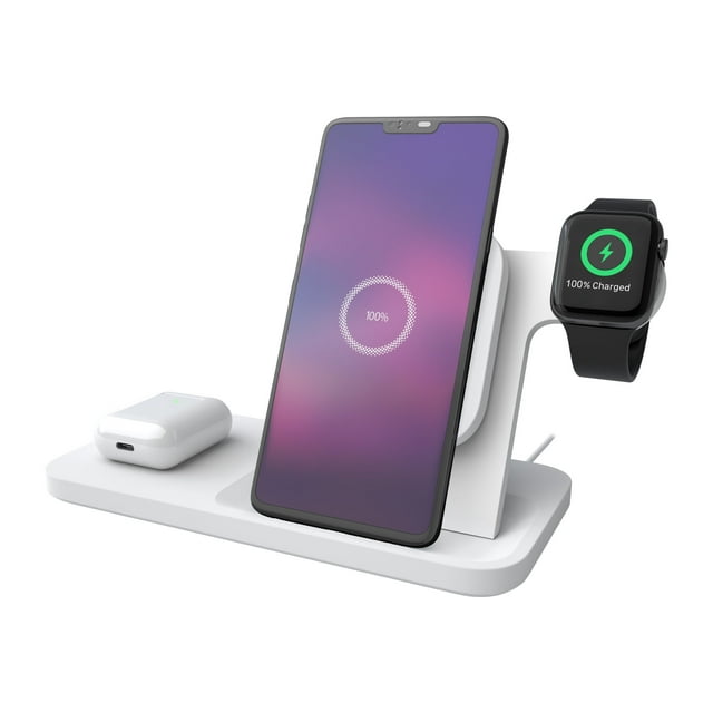 Logitech POWERED Wireless Charging Dock - Wireless charging stand + AC power adapter - 9 Watt - Fast Charge - white
