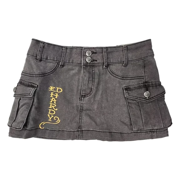 Ed Hardy Koi Fish Cargo Skirt - WEHD6001-2 (Vintage Grey, 24)