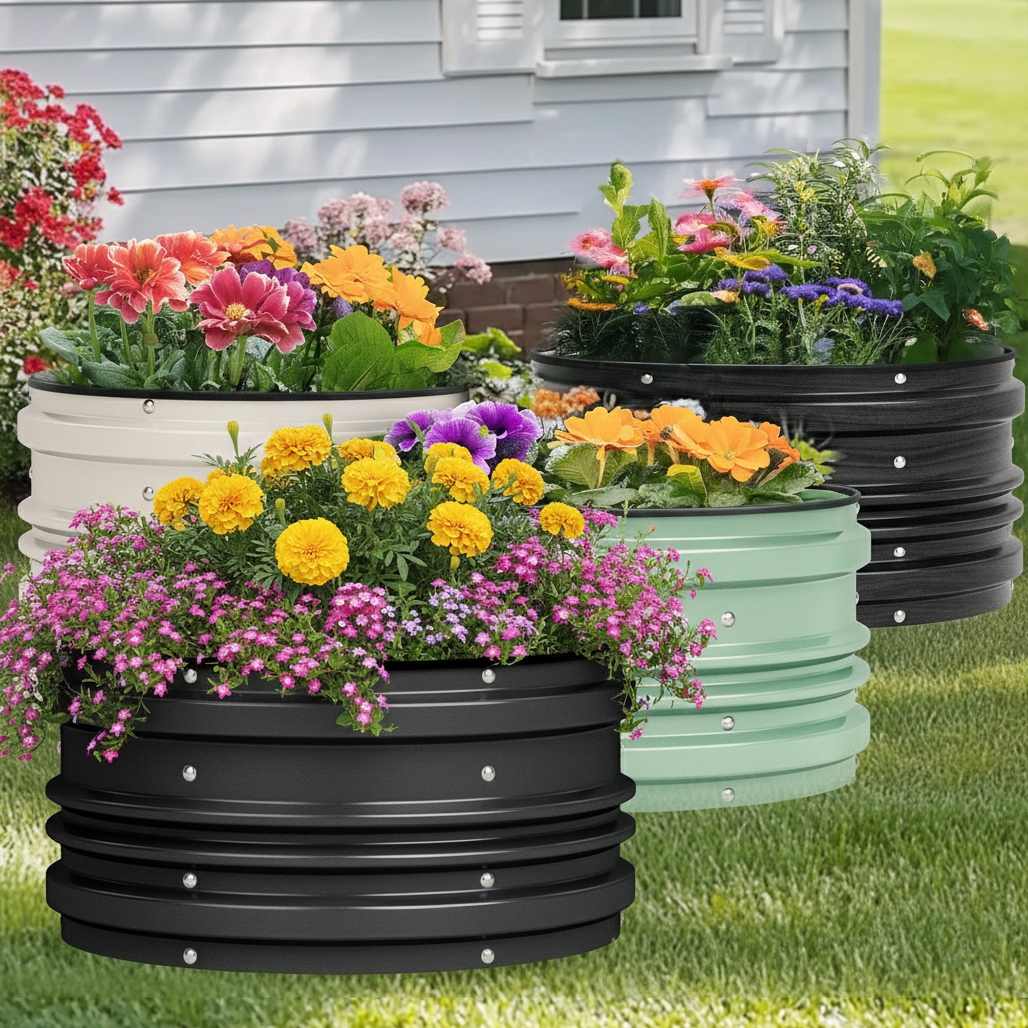 WORKPRO 3PK 2x2x1ft Outdoor Galvanized Raised Garden Bed Kit-Black