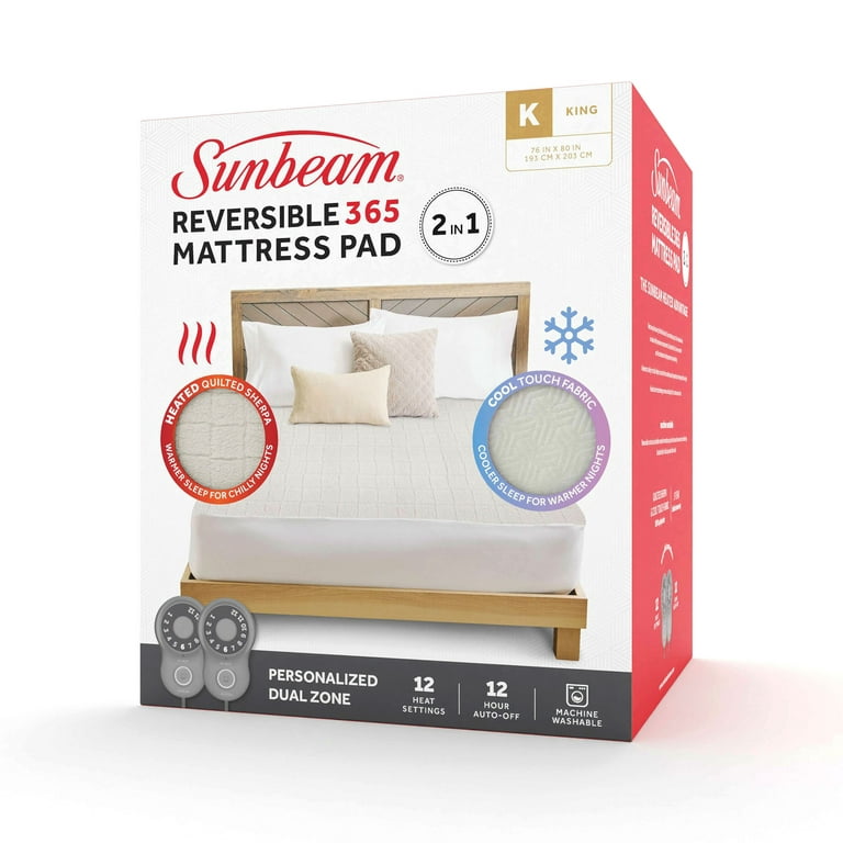 Sunbeam KING Premium Heated Mattress Pad With Dual Controls : :  Home
