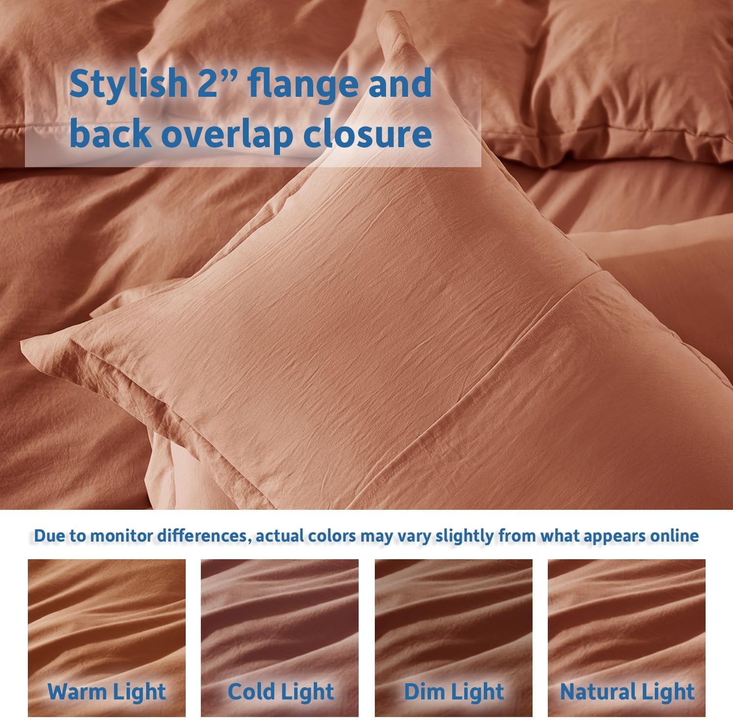 LammaLoe Duvet Cover Twin/Twin XL Size, Soft Prewashed 2-Piece Duvet Cover Bedding Set with 1 Pillow Sham, Rust
