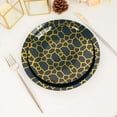thumbnail image 5 of Efavormart 20 Pack Set | Navy Blue With Geometric Gold Foil Print Dinner & Dessert Plates - 9" Dinner Plate & 7" Dessert, Appetizer, Salad Plates, 5 of 5