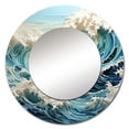 thumbnail image 2 of Designart "Waves in Kinetic Blue I" Beach & Ocean Rund Mirror For Wall Decor - Large Teal Round Printed Mirror - Coastal Round Mirror 29" x 29" Inch, 2 of 5