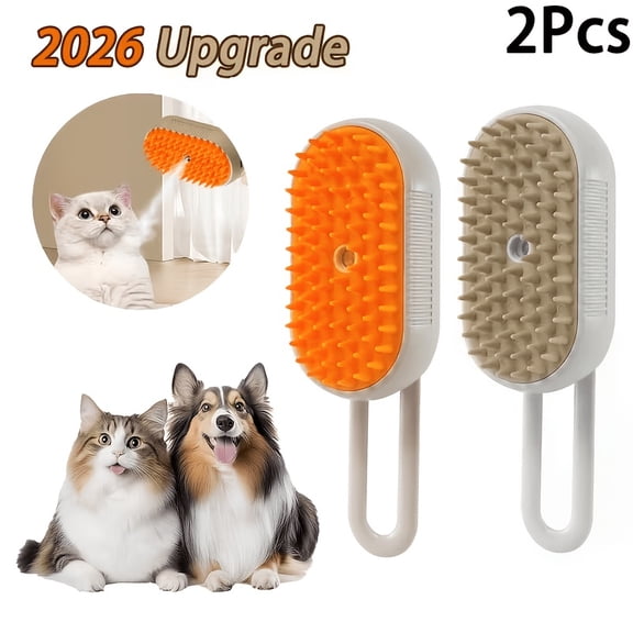 2 PCS Milk Coffee & White Cat Spray Brush,3-in-1 Self-Cleaning Pet Comb with Steam Spray, Suitable for Hair Removal of Cats and Dogs During Shedding Season (2026 New Arrival)