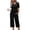 Black, variant on Ekouaer Womens Pajama Set 2 Piece Cotton Pj Short Sleeve Sleepwear Top with Capri Pants Print Nightwear