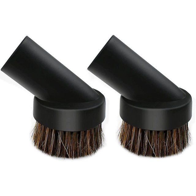 2 cepillos redondos negros para polvo, manguera de aspiradora de 1,25', crin de caballo de 25 mm, aptos para la mayoría de los accesorios de aspiradoras.