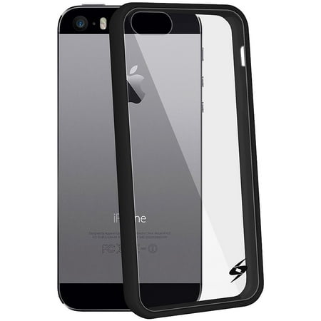 SlimGrip Shockproof Hybrid Protective Clear Case with Black TPU Trim Bumper for Apple iPhone 5, iPhone 5S, iPhone