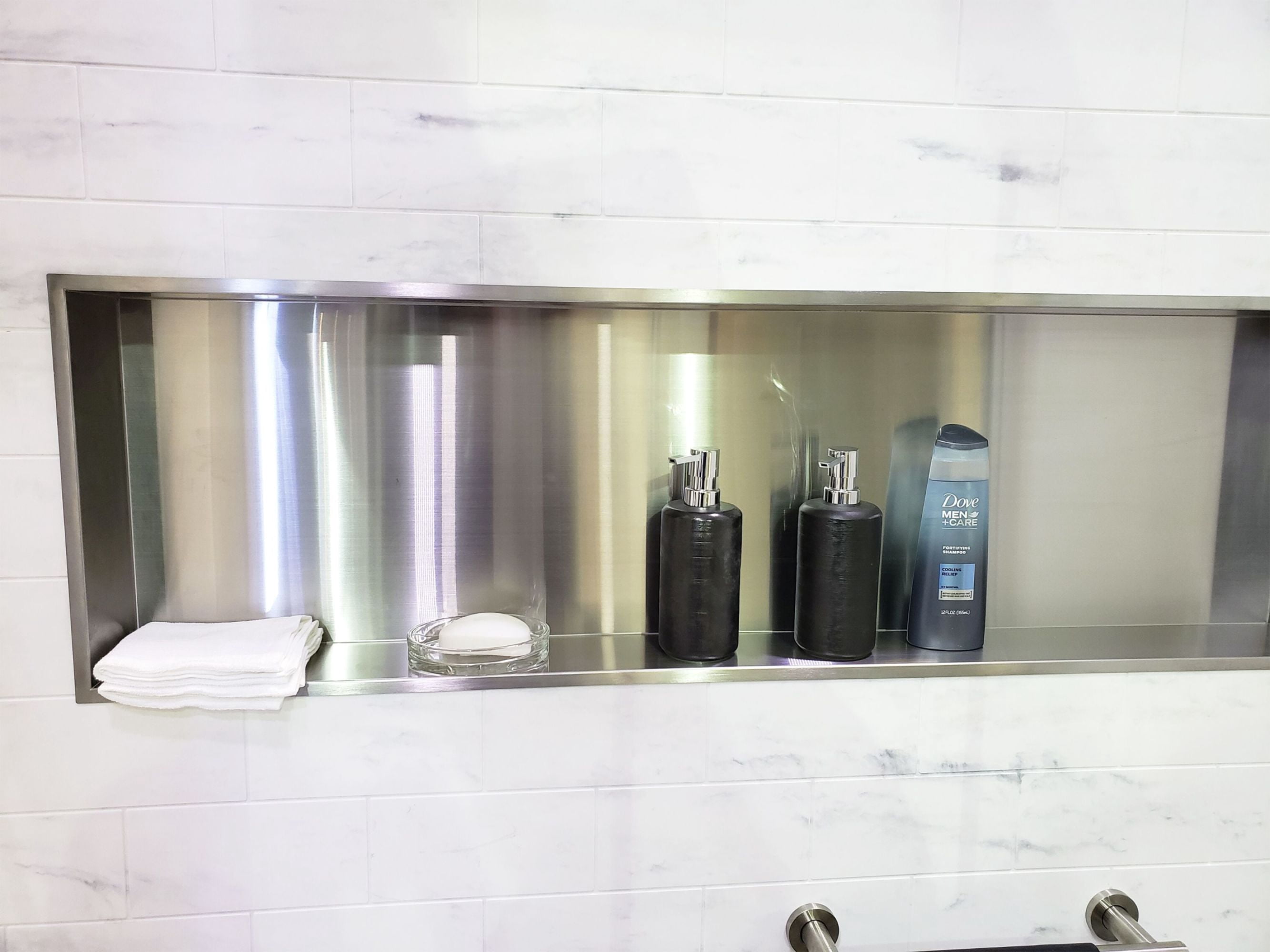 Transolid STH1414 14-in. Recessed Stainless Steel Shower Storage Pod, Stainless Steel
