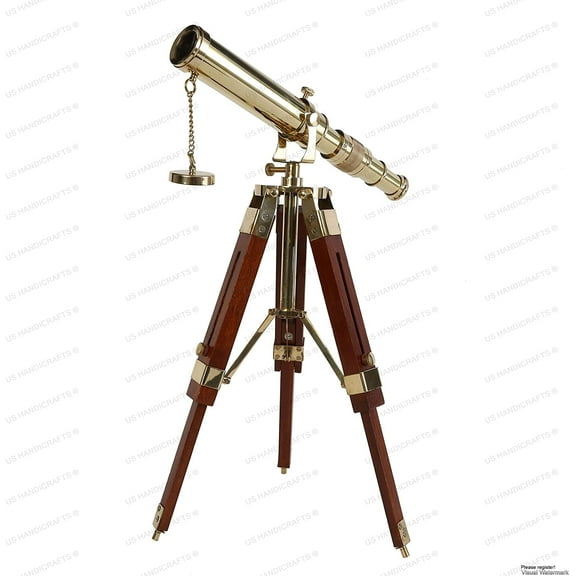 Vintage Brass Telescope with Tripod | Antique Nautical Spyglass DF Lens | Decorative Maritime Telescope for Home, Office & Gifting
