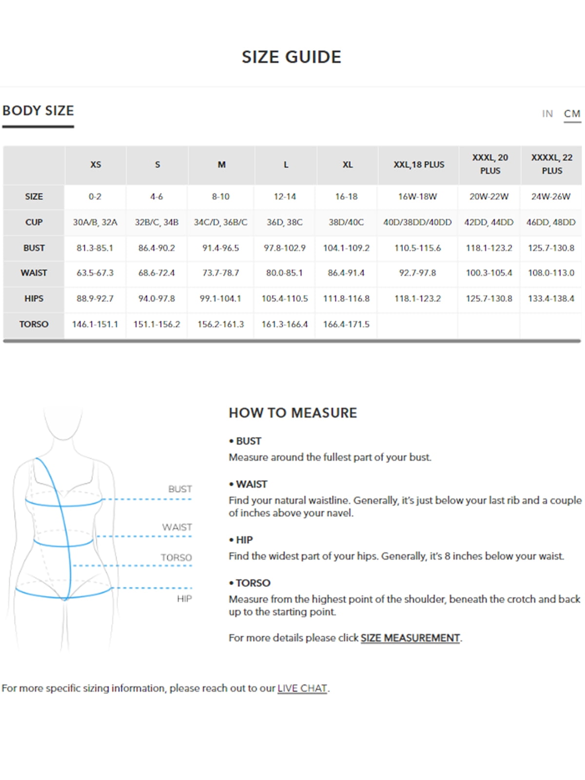 Cupshe swimsuit cheap size chart
