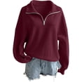 thumbnail image 5 of Gamivast Half Zip Pullover for Women Oversized Long Sleeve Sweatshirts Fall Trendy Drop Shoulder Pullover Sweatshirts Wine L, 5 of 7