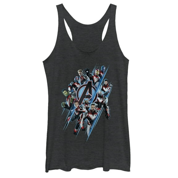 Women's Marvel Avengers: Endgame Quantum Ready Streak  Racerback Tank Top Black Heather 2X Large