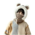 thumbnail image 4 of 3 in 1 Beanie Hats Scarf Mask for Boys Girls Cute Bear Hooded Balaclava Pullover Face Cover Head Soft Comfy Winter Warm Plush Hat, 4 of 4