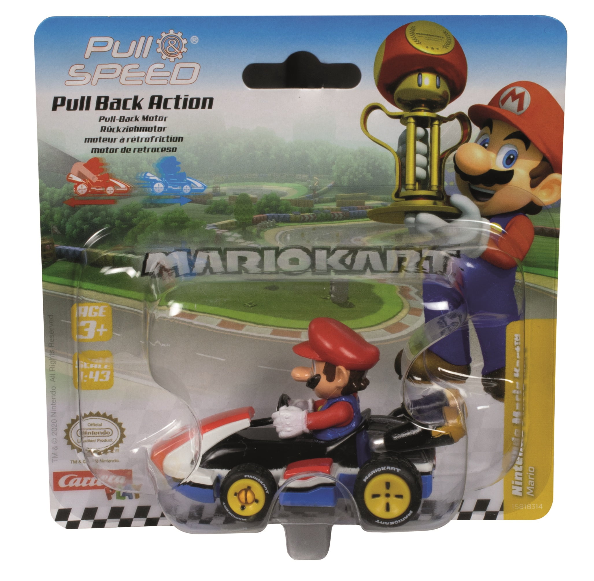Carrera Pull & Speed Mario Kart Mario Toy Car with High Speed Pull-Back Action