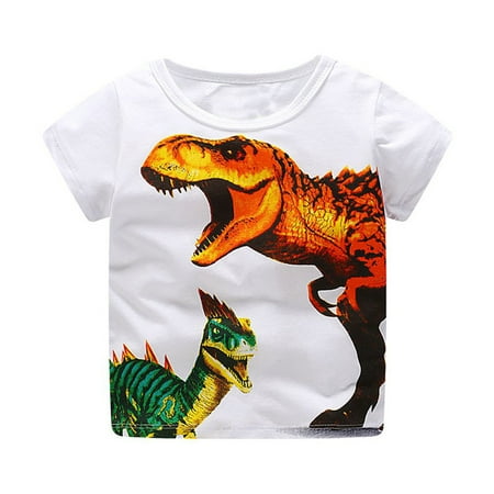 

New Year New You 2022! on Clearance Hesxuno Toddler Kids Baby Boys Girls Cartoon Dinosaur Print T Shirt Tops Newborn