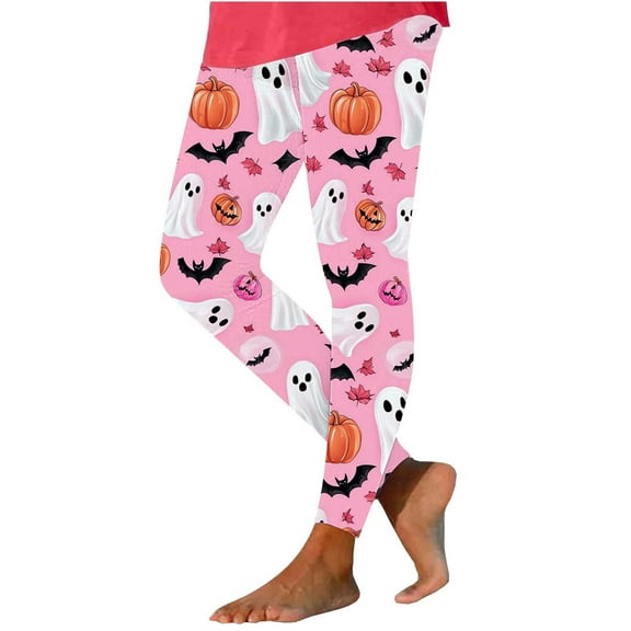 Tnhcen Women's Halloween Spooky Pumpkin Print Yoga Pants - Festive Stretch Leggings with Bat Motifs Fitted Activewear for Yoga & Parties Soft Brushed Fabric S-2XL