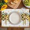 thumbnail image 4 of Bee Love Placemats Set of 6, Daisy Eucalyptus Leaves Rustic Gray Plaid Placemats for Dining Table, Place Mats for Kitchen Tabletop, Waterproof Wipeable Dining Table Mats Set, 4 of 9