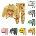 thumbnail image 5 of Toddler Boy Clothes Boys Fall Winter Round Neck Long Sleeve Elastic Waist 0 6 12 18 24 Months 2T 3T Everyday Outfit Outfits 2 PC Boys Girls Clothes Pajamas Set, 5 of 5
