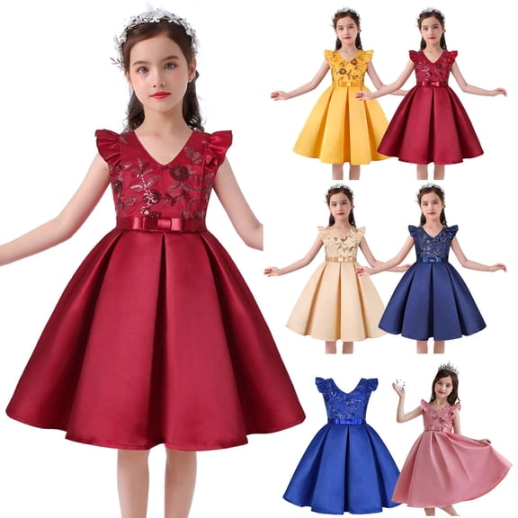 Hicidod Wedding Dresses For Toddler Girls Special Occasion Dress Princess Dresses Flying Sleeve Birthday Party Formal Dresses